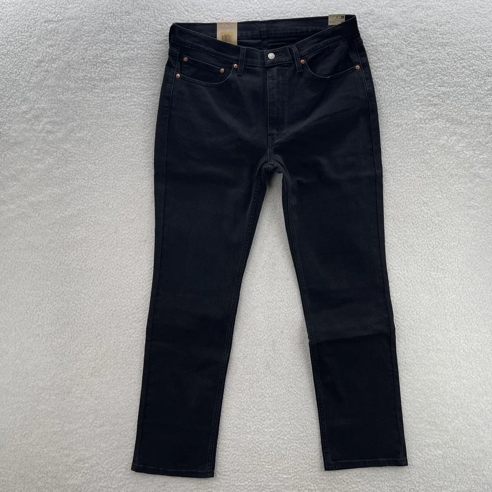 Levis Jeans Mens 36x32 Black 514 Straight Fit Dark Wash Denim Grunge Goth Skater